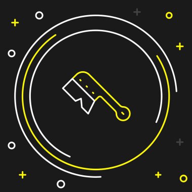 Çizgi arıcılık fırçası simgesi siyah arkaplanda izole edildi. Arı yetiştiricisinin aleti. Renkli taslak konsepti. Vektör