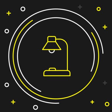 Çizgi Masa Lambası simgesi siyah arkaplanda izole edildi. Renkli taslak konsepti. Vektör