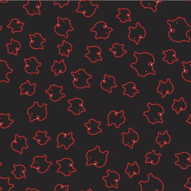 Line Piggy Bankası ikonu siyah arka planda izole edilmiş kusursuz desen. Tasarruf ya da para birikimi, yatırım. Vektör