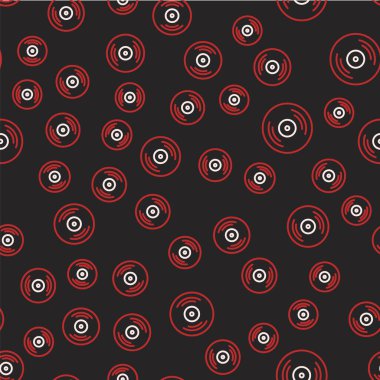 Çizgi Vinil disk simgesi siyah arkaplanda izole edilmiş. Vektör