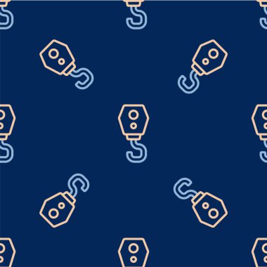 Hat Turna kancası ikonu mavi arka planda izole edilmiş kusursuz desen. Endüstriyel kanca ikonu. Vektör