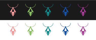 Kolye simgesini siyah beyaz arkaplanda izole et. Vektör