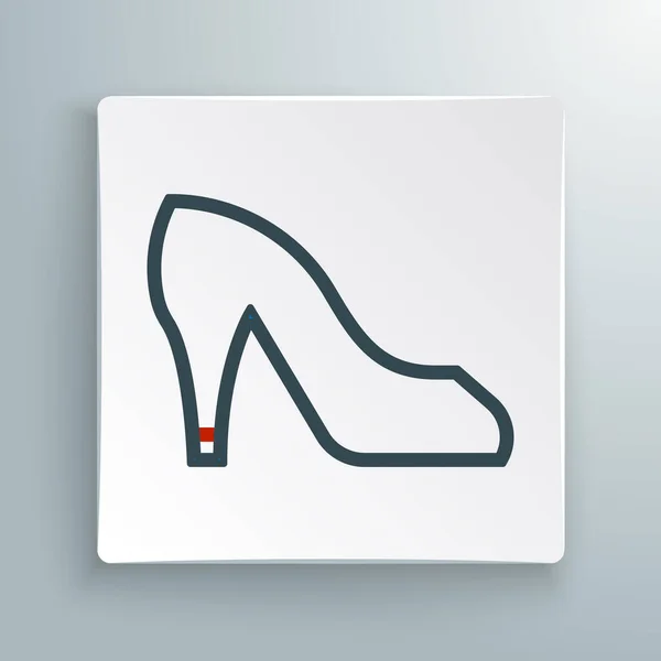 Buty Line Woman z ikoną wysokiego obcasa izolowane na białym tle. Kolorowy koncept. Wektor — Wektor stockowy