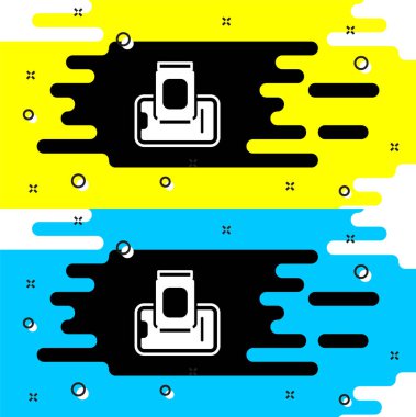 Siyah arka planda izole edilmiş mobil ikon üzerinde beyaz yiyecek siparişi. Cep telefonuyla sipariş verin. Restoran yemek teslimatı konsepti. Vektör