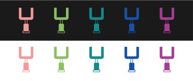 Amerikan futbolu kale direği simgesini siyah beyaz arkaplanda izole et. Vektör