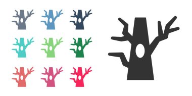 Siyah Çıplak ağaç simgesi beyaz arkaplanda izole edildi. Simgeleri renklendirin. Vektör