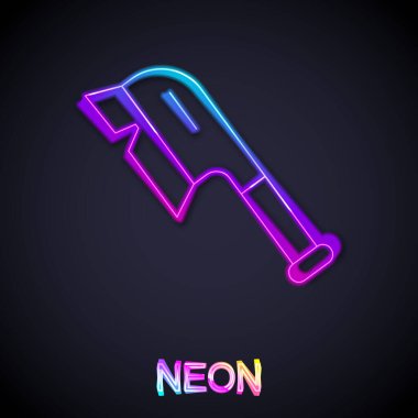 Temizlik simgesi için parlayan neon hattı fırçası siyah arkaplanda izole edildi. Temizlik hizmeti konsepti. Vektör