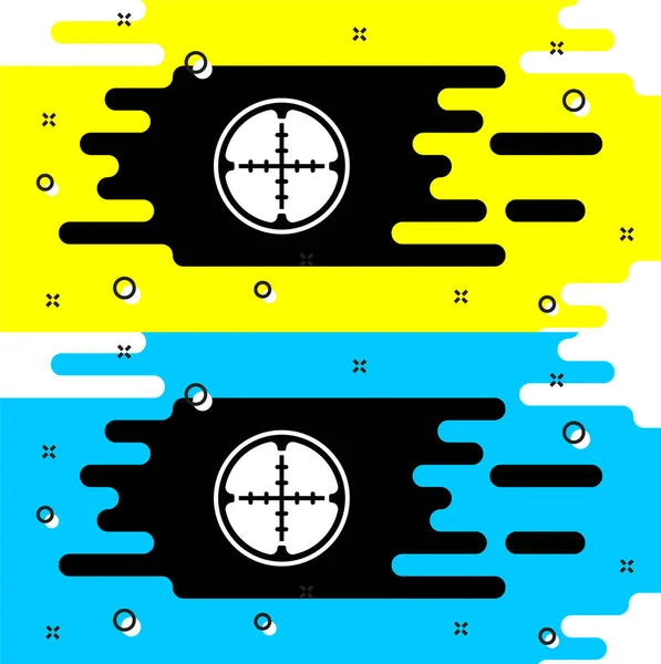 Bílý odstřelovač optický zrak ikona izolované na černém pozadí. Sniper scope cross shairs. Vektor — Stockový vektor
