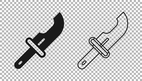 Czarna ikona noża łowcy odizolowana na przezroczystym tle. Nóż wojskowy. Wektor — Wektor stockowy