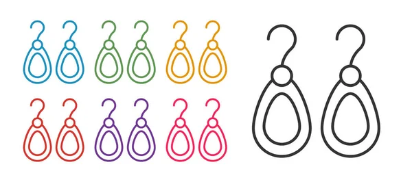 Set Linie Ohrringe Symbol isoliert auf weißem Hintergrund. Schmuck-Accessoires. Setzen Sie Symbole bunt. Vektor — Stockvektor