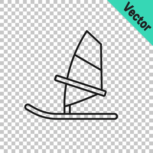 Ícone de windsurf linha preta isolado em fundo transparente. Vetor — Vetor de Stock