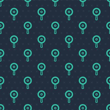 Yeşil çizgi Kızartma Tavası simgesi mavi arka planda izole edilmiş. Kızartma veya kızartma gıda sembolü. Vektör