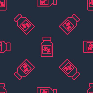 Kırmızı çizgi uyku hapı ikonu siyah arkaplandaki kusursuz deseni izole etti. Vektör