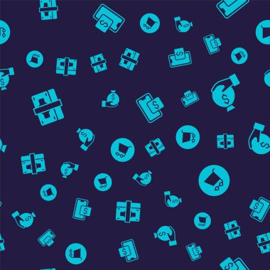 Stacks kağıt para, para çantası, mobil alışveriş ve alışveriş arabası ayarlayın. Vektör