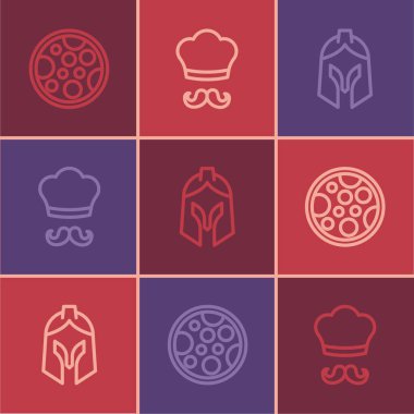 Sabit hat pizza, Roma ordu kaskı ve İtalyan aşçı ikonu. Vektör