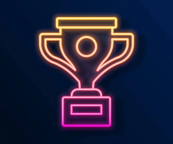 Glowing neon line Award cup icon isolated on black background. Winner trophy symbol. Championship or competition trophy. Sports achievement sign. Vector — Stock Vector