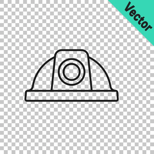 Línea negra Icono del casco de seguridad del trabajador aislado sobre fondo transparente. Vector — Vector de stock