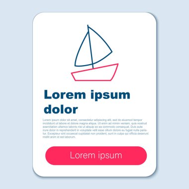 Line Yacht yelkenlisi ya da yelkenli ikonu gri arka planda izole edilmiş. Yelkenli deniz seyahati. Renkli taslak konsepti. Vektör