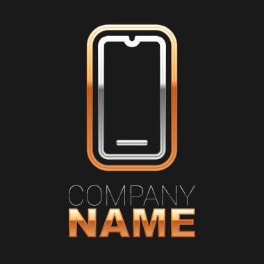 Çizgi Akıllı Telefon, cep telefonu simgesi siyah arkaplanda izole edildi. Renkli taslak konsepti. Vektör