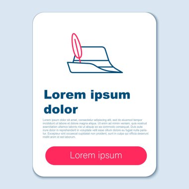 Çizgi Oktoberfest şapka simgesi gri arkaplanda izole edildi. Tüylü avcı şapkası. Alman şapkası. Renkli taslak konsepti. Vektör