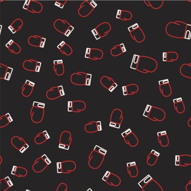 Çizgi boks eldiveni simgesi siyah arkaplanda izole edilmiş. Vektör