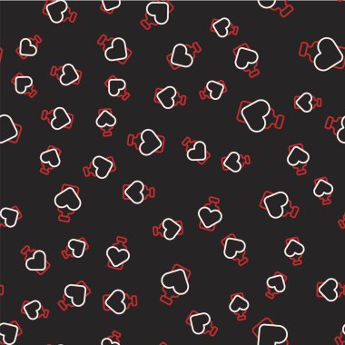 Aşk ikonu ikonu içeren çizgi şişesi siyah arka planda izole edilmiş pürüzsüz desen. Sevgililer Günü sembolü. Vektör