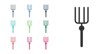 Siyah Bahçe yabası simgesi beyaz arkaplanda izole edilmiş. Bahçe çatalı işareti. Bahçecilik, tarım, çiftçilik aleti. Simgeleri renklendirin. Vektör