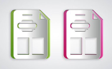 Kağıt kesiği Restoran Kafe menüsü simgesi gri arkaplanda izole edildi. Kağıt sanatı tarzı. Vektör