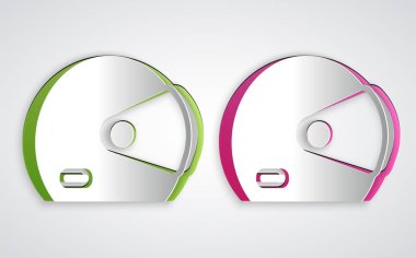 Kağıt kesiği yarış başlığı simgesi gri arkaplanda izole edildi. Kağıt sanatı tarzı. Vektör