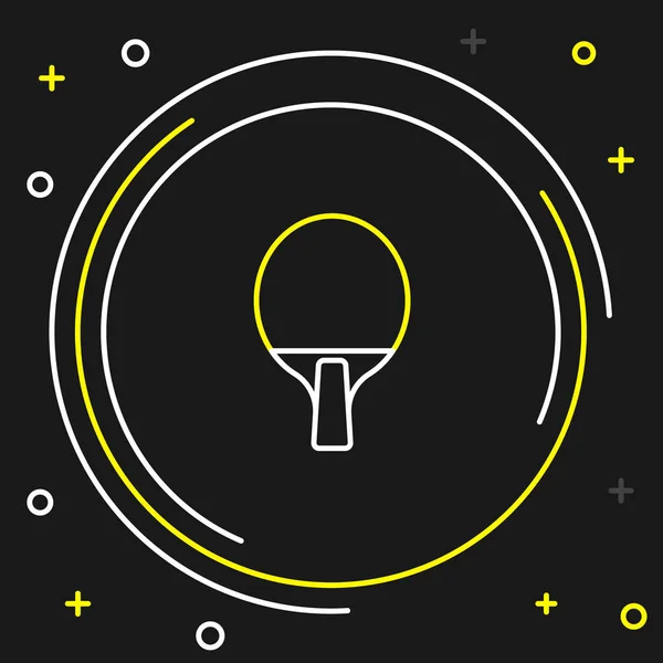 Line Racket Voor Het Spelen Van Tafeltennis Icoon Geïsoleerd Zwarte — Stockvector