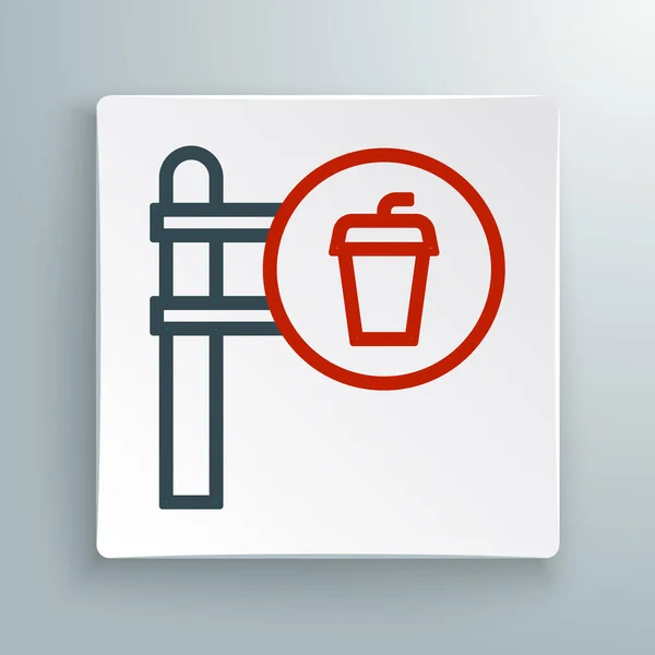 Line Cafe Und Restaurant Standort Symbol Isoliert Auf Weißem Hintergrund — Stockvektor