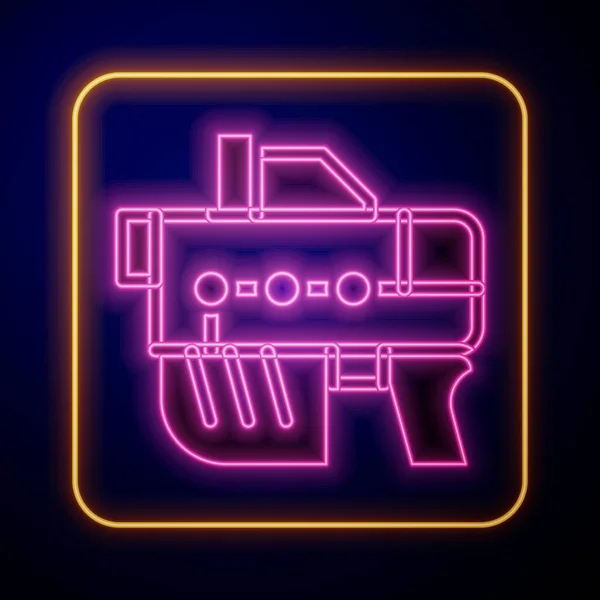 Świecący Neon Futurystyczna Ikona Spluwy Odizolowana Czarnym Tle Laserowy Pistolet — Wektor stockowy