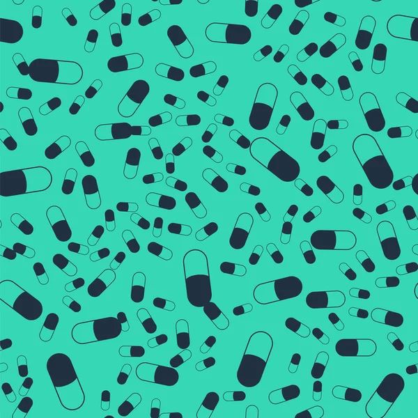 Black Sleeping Pilulka Ikona Izolované Bezešvé Vzor Zeleném Pozadí Vektor — Stockový vektor
