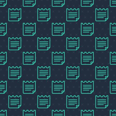 Yeşil çizgi Not Defteri simgesi mavi arkaplanda izole edilmiş kusursuz desen. Spiral not defteri simgesi. Okul defteri. Yazı tahtası. Okul günlüğü. Vektör