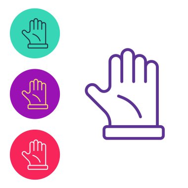 Çizgi Arıcı eldiven simgesini beyaz arkaplanda izole et. Simgeleri renklendirin. Vektör