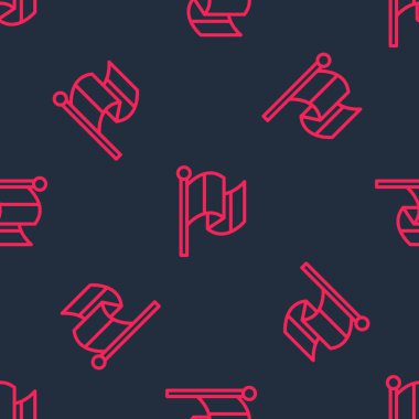 Kırmızı çizgi bayrak İtalya simgesi siyah arkaplanda kusursuz desen izole etti. Vektör