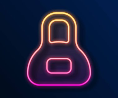 Parlayan neon çizgi ağırlık simgesi siyah arkaplanda izole edildi. Kilogram ağırlık kaldırmak ve ölçmek için ağırlık bloğu. Kütle sembolü. Vektör