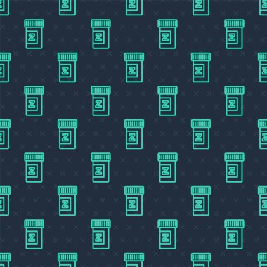 Yeşil çizgi uyku hapı ikonu mavi arka planda izole edilmiş kusursuz desen. Vektör