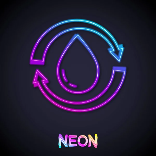 Glödande Neon Linje Återvinn Ren Aqua Ikon Isolerad Svart Bakgrund — Stock vektor