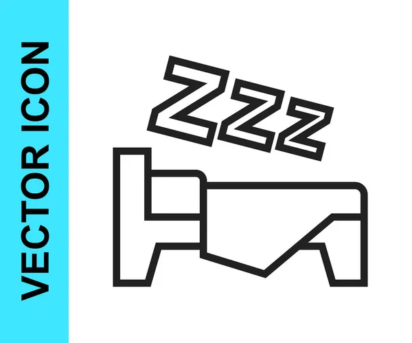 Black Line Time Sleep Icon Isolated White Background Sleepy Zzz — Stock Vector