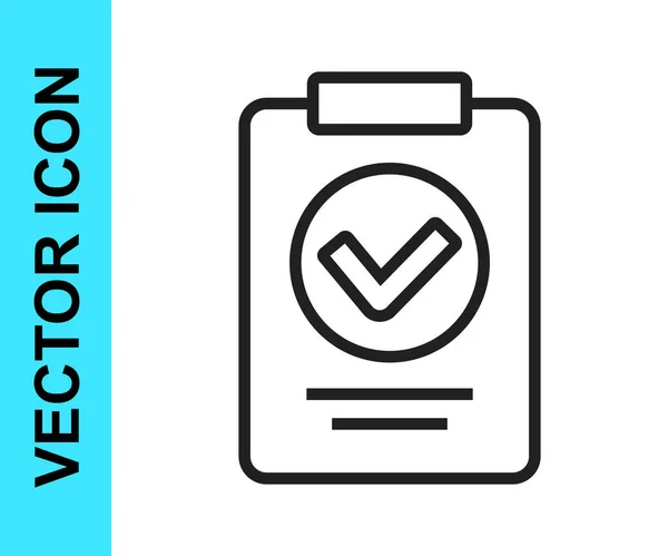Black Line Medical Prescription Icon Isolated White Background Form Recipe — Stock Vector