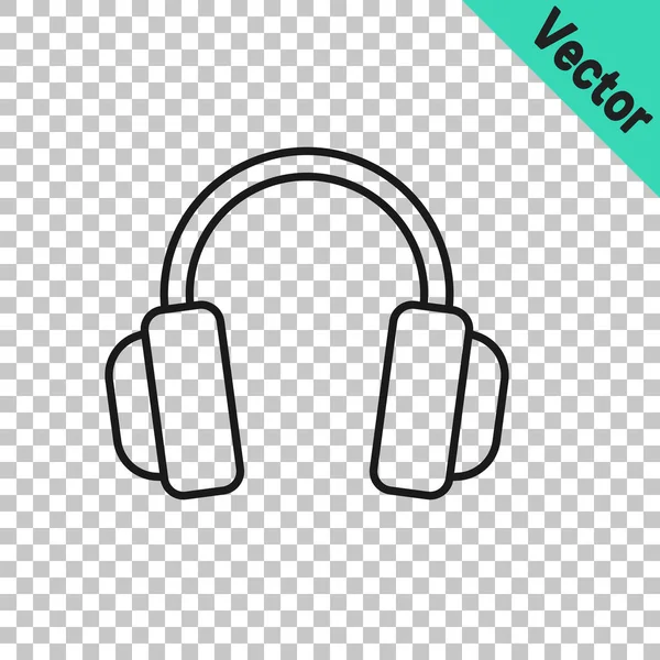 Black Line Kopfhörer Symbol Isoliert Auf Transparentem Hintergrund Kopfhörer Konzept — Stockvektor
