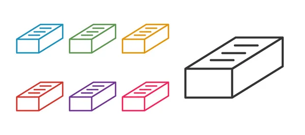 Setzen Sie Linie Brick Symbol Isoliert Auf Weißem Hintergrund Setzen — Stockvektor