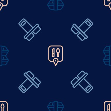 Beslenme çantası, kahve fincanı ve cafe ile restoranın yerini kusursuz bir şekilde ayarlayın. Vektör