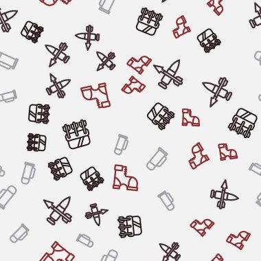 Oklarla titrek çizgi, çapraz mermi, termos kabı ve Hunter botları kusursuz desenli. Vektör