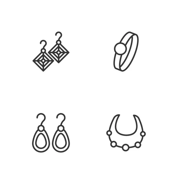 Встановити Лінійку Necklace Earring Diamond Competition Вектор — стоковий вектор