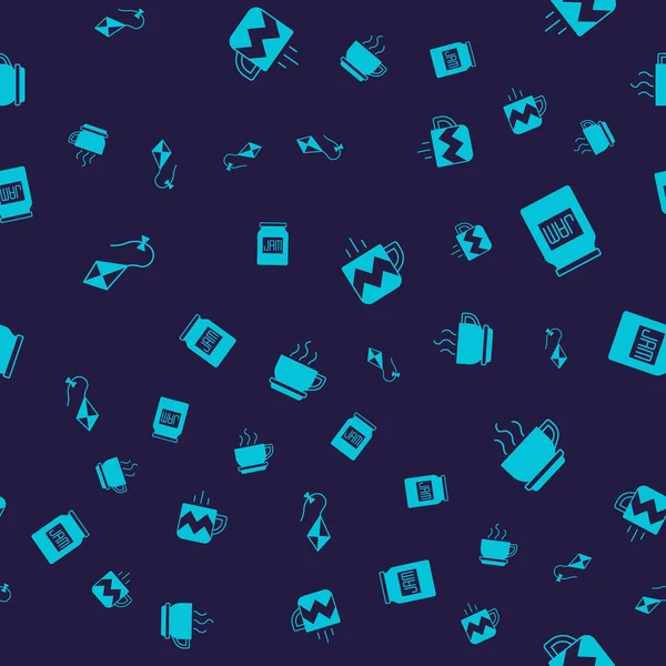 Kite, reçel kavanozu, bir fincan çay ve kahve bardağını kusursuz bir şekilde hazırla. Vektör