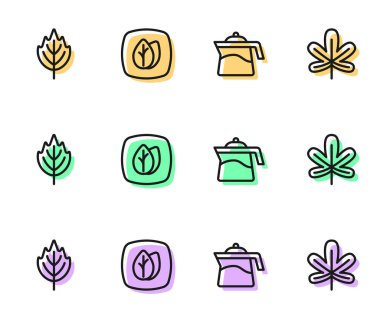 Çizgiyi Arakçı, Yaprak ve Kestane yaprağı simgesini ayarla. Vektör