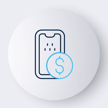 Hat Mobil bankacılık simgesi beyaz arkaplanda izole edildi. Cep telefonu ekranına cep telefonu bankacılığı yoluyla para aktar. Renkli taslak konsepti. Vektör