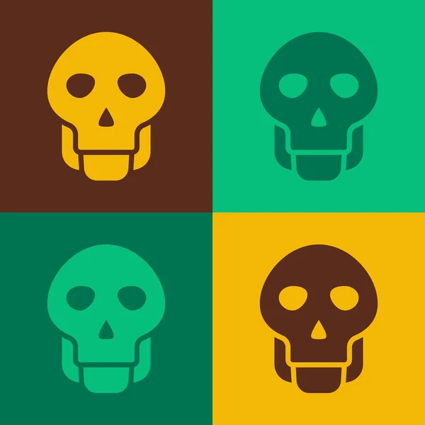 Pop art Icône de crâne isolé sur fond de couleur. Bonne fête d'Halloween. Vecteur — Image vectorielle